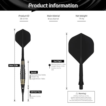 CyeeLife Professional Soft Tip Darts Set 18 Grams with 30 Extra Dart Tips and Gift Storage Box,Darts Plastic Tip