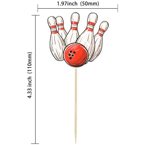 36Pcs Bowling Cupcake Toppers Sports Theme Bowling Cupcake Food Toothpicks Baby Shower Cake Decorations for Sport Balls Theme Bowling Kids Birthday Party Decorations - style: Bowling