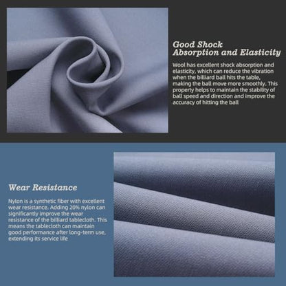KONLLEN 9ft Pool Table Felt, 80/20 Wool Nylon Blend Billiard Table Cloth with Pre-Cut Strips, Professional Replacement Felt for Home & League Play - color: 001-Grey
