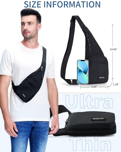 Seoky Rop Sling Bag for Men Women Slim Personal Purse Pocket Small Anti-Thief Crossbody Chest Bag for Travel Hiking Black - color: 01-black