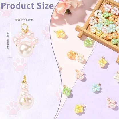 Stiesy Handmade Animal Paw Charms ABS Plastic Imitation Pearl Cute Dog Cat Paw Print Shape Dangle Charms Pendants Bulk for Necklace Bracelet Earring Jewelry Making Supplies DIY Craft 40Pcs 8 Style - color: Paw Print-40pcs