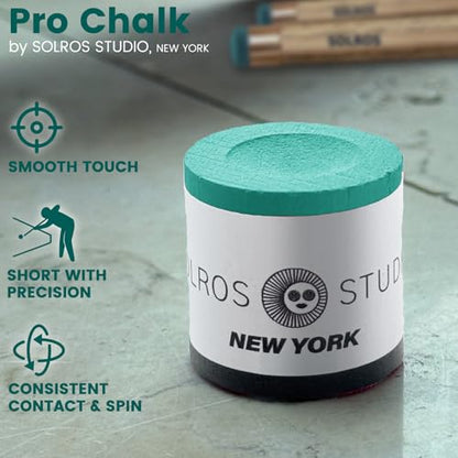 SOLROS Billiards Cue Chalk - High Performance Pure Round Pro Chalk | Color：Blue，3PCS，Low Dust & Long Lasting，Ready to Usez，Smooth Control，for Any Venue - color: Cyan