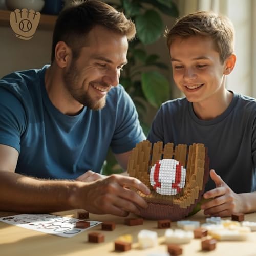 Baseball 3D Building Block Set - Ball - Gloves - Bat - Educational Toy - Perfect for Ages 14 Years and Above - Challenging, Creative Fun and Skill-Building - 3D Instruction (1485 PCS)