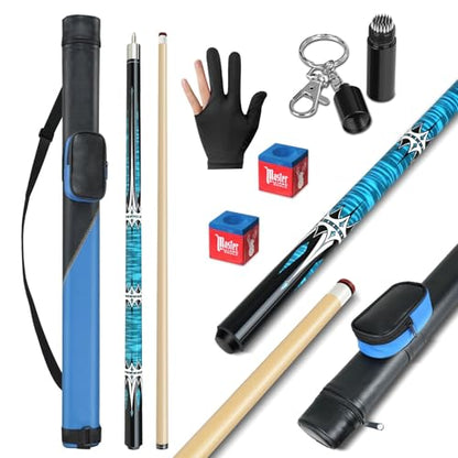 Pool Cue Stick with Hard Case, Maple Billiard Pool Cue Kit, 13mm Multilayer Leather Tip, 58" Professional Pool Cue Set with Gloves, Aerator, Chalk, 19 Oz