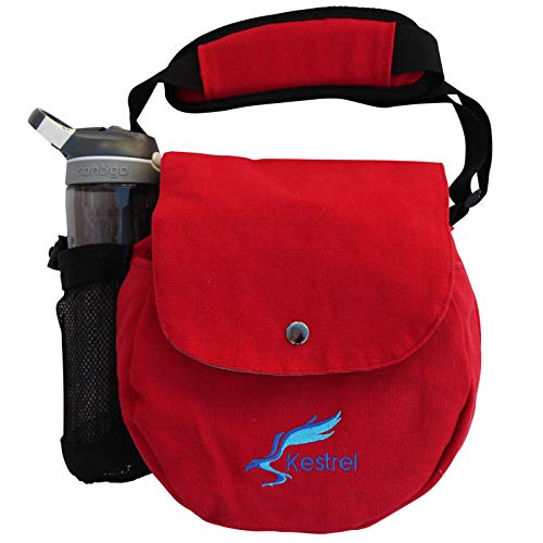 Kestrel Black Disc Golf Bag - Fits 6-10 Golf Discs + Bottle - For Beginner & Advanced Golfers - Extremely Durable Canvas - Frisbee Golf Bag - Small Sling/Shoulder Disc Golf Bag For Men & Women - color: Red