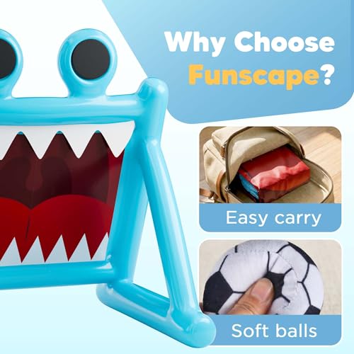 Funscape Kids Soccer Pool Toy, Inflatable Soccer Goal w/Balls, 2-in-1 Kick & Toss Water Pool Game, Outdoor Sport Backyard Game, Summer Beach Yard Party Gift for 3 4 5 6 7 8 Year Old Toddler Boy Girl - style: Monster Mouth