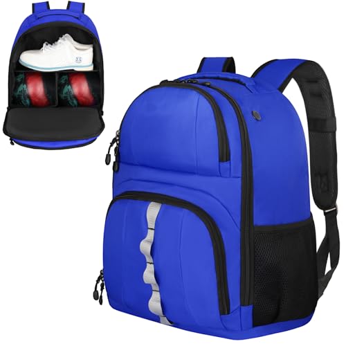 Goloni 2 Ball Bowling Backpack,Bowling Ball Bag with Shoe Compartment & Portective Foam Padded, Fits Shoes Up to US Size 16 - color: Blue