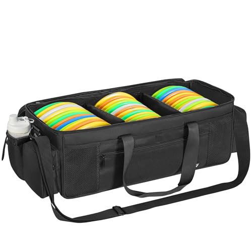 Disc Golf Storage Bag Durable Large Capacity with Dividers and Multi Side Pockets, Black - style: 25 X 10.2 X 10.2 Inch