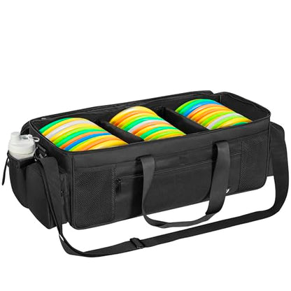 Disc Golf Storage Bag Durable Large Capacity with Dividers and Multi Side Pockets, Black - style: 25 X 10.2 X 10.2 Inch