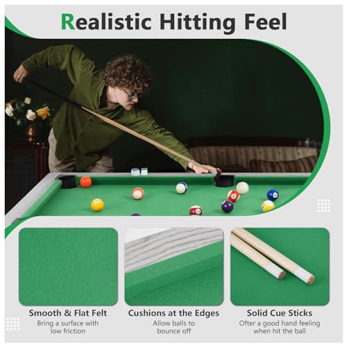 RAYKEEP 4FT/6FT Billiard Table, Portable Pool Table Set, Pool Game Table w/ 2 Cue Sticks, Ball Set for Adults Kids Family Game Room - color: 4FT Green