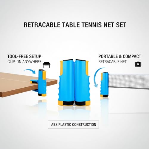 Retractable Table Tennis Net Set, Portable Clip-On Ping Pong Net for Any Flat Surface, Tool-Free Setup with Durable Plastic Construction - color: Yellow