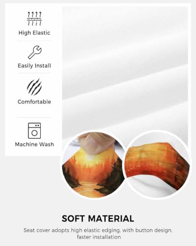 Savannan Office Chair Cover, Gradient Orange Sky Sunset Protective Stretch Elastic Universal Cover for Desk Task Chair,Computer Rotating Chair 1 Pcs Retro Abstract Forest