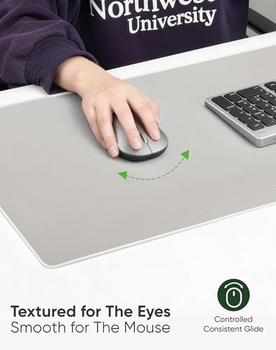 ALOANES Beige Waterproof Desk Mat, Large Mouse Pad with Extended Mouse Mat, with Anti Slip Base, Stitched Edge, Grain Jacquard Surface, Perfect for Gamer, Office& Home XL (31.50"x11.81"x0.12") - color: 01- Pro Beige, size: XL(31.5" x 11.8")