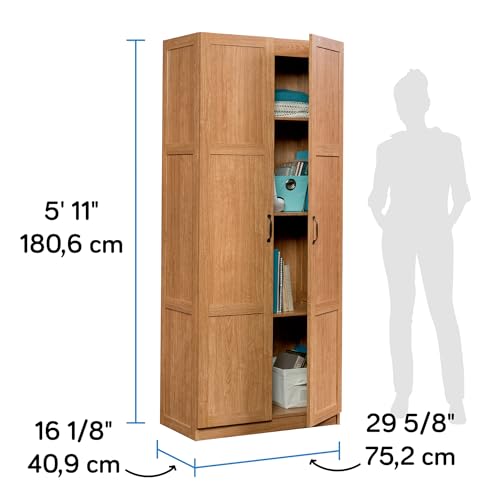 Sauder Select Storage Cabinet, Pantry Cabinet Kitchen Storage with Adjustable Shelves, Bathroom Storage Cabinet, in Highland Oak - color: Highland Oak
