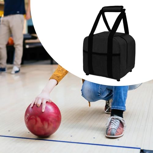 Colaxi Bowling Ball Bag Single Bowling Tote – Oxford Cloth Carry Case for 1 Ball, Fits Size 10, Lightweight with Foam Holder, Front Mesh Pocket – for Gym Outdoor Sports – 8.66 x 8.66 x 8.66 Inch
