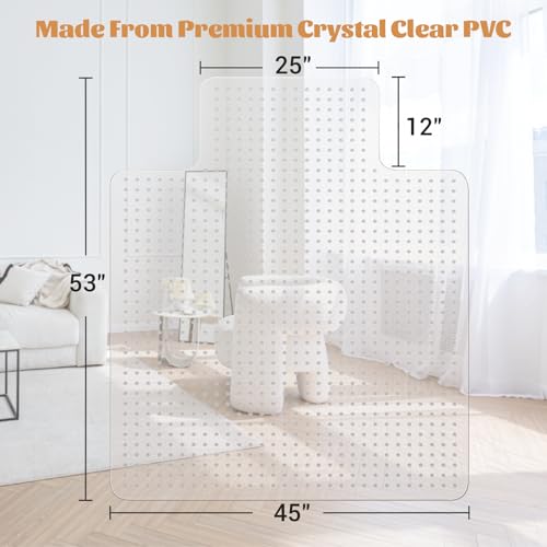 KMAT Office Chair Mat for Carpet, Computer Desk Mat,Anti-Slip Clear Desk Chair Mat for Home Rolling Chair,Heavy Duty Floor Protector for Office-Easy to Clean-45 x53 with Lip - size: 45"x53", style: Carpet Mat With Lip