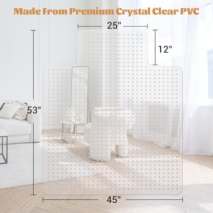 KMAT Office Chair Mat for Carpet, Computer Desk Mat,Anti-Slip Clear Desk Chair Mat for Home Rolling Chair,Heavy Duty Floor Protector for Office-Easy to Clean-45 x53 with Lip - size: 45"x53", style: Carpet Mat With Lip
