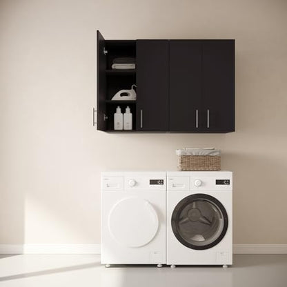 24 x 33 Inch Wall Cabinet set of 1, Kitchen Wall Mounted Wooden Storage Cabinet, Double Door Cabinet with Soft Close, Metal Handle, Adjustable Shelf, for Kitchen, Garage, Laundry, Bathroom, Black - color: Black