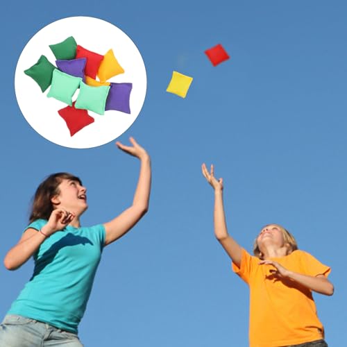 Mini Bean Bags for Tossing Game, 10Pcs Kids Throwing Game Bean Bag Small Toy Throwing Sandbags Nylon Tossing Game Cornhole Bags Hand Toss Game Props for Indoor Outoodr (Double-Stitched, 2 X 2)