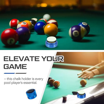 1 Pcs Round Pool Chalk Holder Blue Magnetic Chalk Pool Billiards Accessories Portable Cue Head Tool Box Cubes Cases Container for Billiard Cue Tip Tool Table Snooker Practical Accessories