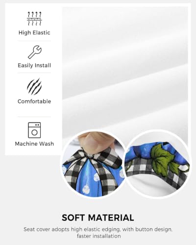 Savannan Office Chair Cover, Blue Pumpkin White Polka Dot Protective Stretch Elastic Universal Cover for Desk Task Chair,Computer Rotating Chair 1 Pcs Black Checkered Bow Green Leaf