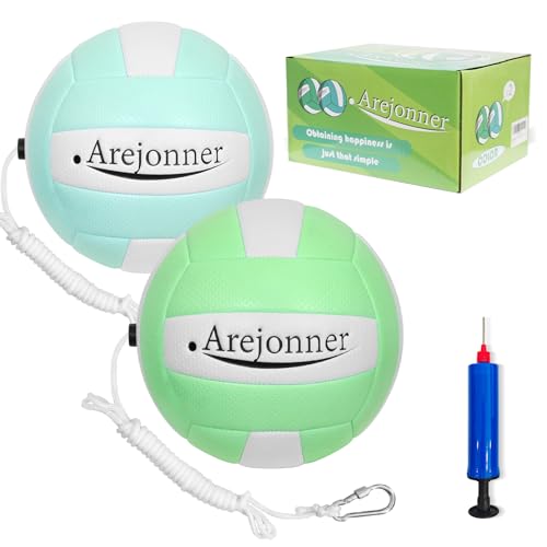 Tetherball, 2 Pcs Tether Balls and Rope Set,Replacement Tetherball with Ball Pump for Adults Backyard Outdoors - color: Green & Cyan