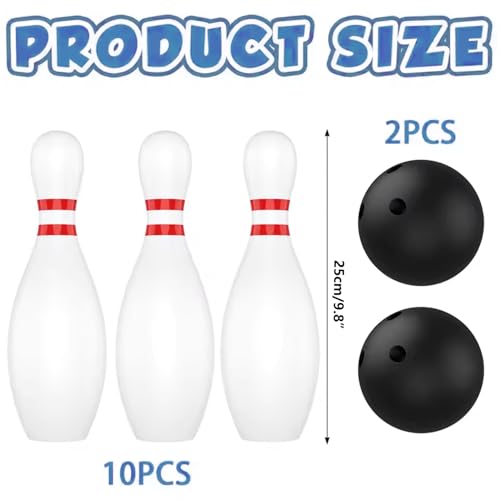 Kids Bowling Set 10 Plastic Pins & 2 Balls Toddler Bowling Set, Indoor Outdoor Activity Play Game Educational Birthday for Boys Girls 5-7, for Kids 2-5