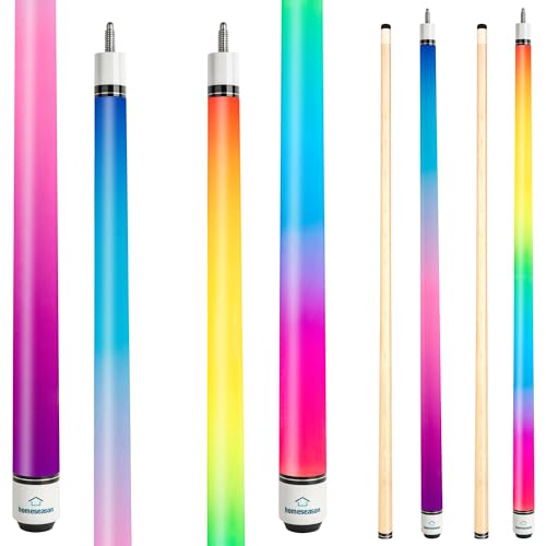 HomeSeason Pool Cues 58 inch Pool Cue Stick with 12.7mm Fiber Leather tip for Beginner, Commercial and Home Entertainment - color: 2-Pack-AB