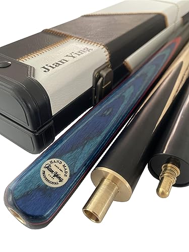 57" 3/4 Jointed Billiard/Pool/Snooker Cue Set 5 Face-Spliced Ash Shaft with A Leather Cue Case - color: Blue Flames Butts