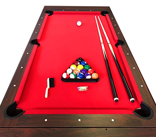 7ft Pool Table Air Hockey 2 in 1 Pool Table Red Felt - Billardhockey