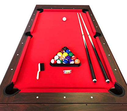 7ft Pool Table Air Hockey 2 in 1 Pool Table Red Felt - Billardhockey