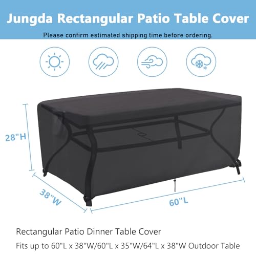 Outdoor Dining Table Cover, 60 Inch Rectangle Patio Dining Table Cover, Waterproof Outside Table Covers Furniture Covers - 60 X 38 X 28 Inch - size: 60" L x 38" W x 28" H
