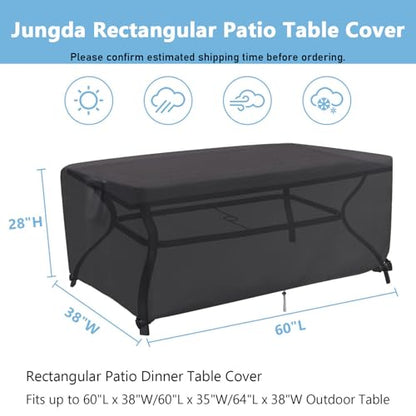 Outdoor Dining Table Cover, 60 Inch Rectangle Patio Dining Table Cover, Waterproof Outside Table Covers Furniture Covers - 60 X 38 X 28 Inch - size: 60" L x 38" W x 28" H