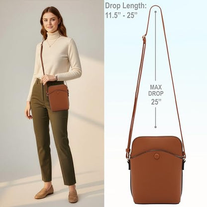 Solene Small Crossbody Bag with Gold Hardware, Mini Shoulder Purse with Adjustable Strap - color: Tan