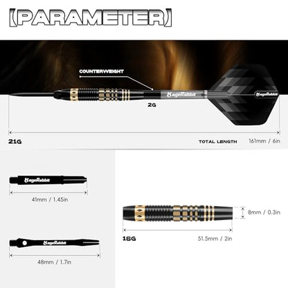 Steel Tip Darts Set 3 Pack, Copper Barrel Metal Tip Darts with Aluminum Shafts, 6 Extra Flights, Dart Tools and Carrying Case for Dartboard