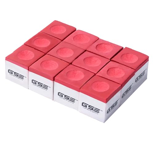 GSE Games & Sports Expert 12-Pack of Billiard/Pool Cue Chalks, Billiard Pool Table Accessories for Home/Tournament Use (6 Colors Available) - color: Red