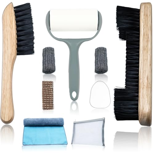 Pool Table Brush for Felt, Pool Table Cleaning Kit with Pool Cue Shaft Cleaning, Pool Cue Smoother and Burnisher, Cloth and Pool Stick Slicker, Ferrule Polishing Cotton Billiard Pool Accessories