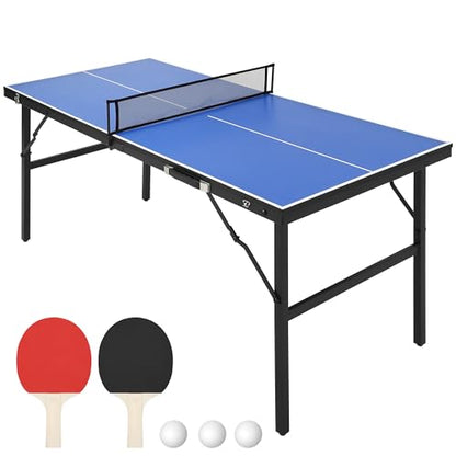 GarveeLife Portable Ping Pong Table, Indoor/Outdoor Ping Pong Table for Adults/Teens, Table Tennis Table with 2 Table Tennis Paddles and 3 Balls, 5 Minute Assembly, 60 x 26 x 27.5 in