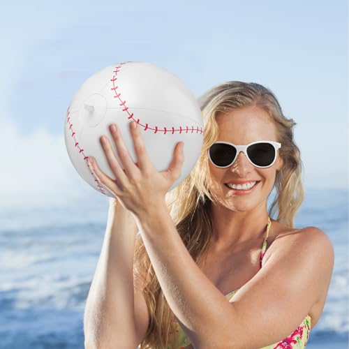 48 Pcs Inflatable Baseball Beach Balls with Glasses Sport Party Favors 12 Inch Themed Inflatable Ball Birthday Decorations Team Gift Summer Pool Party Supplies for Goodie Bag - style: Baseball