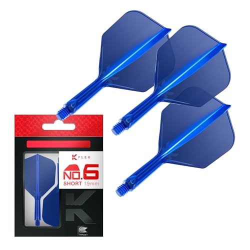 Target Darts K Flex Integrated Dart Flight and Shaft, No.6 | 3-Pack K-Flex - No. 6, Kflex Precision-Molded 2-in-1 Dart Flights and Dart Shaft | Professional Dart Accessories - color: Blue, size: Short (19mm)