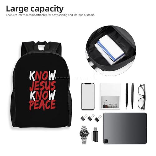 Know Jesus Know Peace.Jpeg Backpacks For Men Women Book Bag Travel Hiking Camping Work Lightweight - color: Ye14