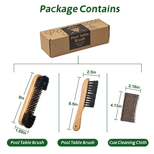 Adhafera Pool Table Brush Cleaner Kit, Brush Made of Pure Solid Wood and Nylon Bristle, Snooker Accessories for Snooker Table - color: Burlywood-3-tool