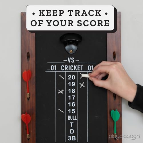 Play Platoon Dart Scoreboard & Darts Holder Wall Mount - Wood Score Board, Professional Darts Accessories, Dart Holder - size: 16 x 11 inch, style: Chalkboard