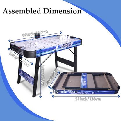 48 Inch 3-in-1 Air Hockey Table with Bowling & Shuffleboard - Foldable Game Table with 12V Powerful Motor, LED Scoreboard - More Fun Than Single Function Tables