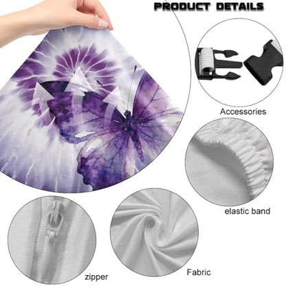 Butterfly Print Gaming Chair Covers Slipcovers with Armrest Covers Tie Dye Print Computer & Gaming Chair Slipcover Universal Fit for Desk/Swivel/Rotating Chairs Protector - color: Purple and White - Butterfly Tie Dye