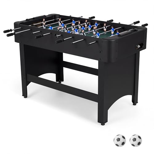 COSTWAY 47" Competition Full Size Foosball Table, Home Arcade Soccer Game Table with 22 Players, 2 Balls, Football Table Set for Kids & Adults, Great for Family Nights and Parties - color: Black