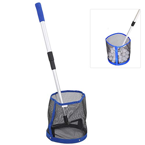 Large Capacity Table Tennis Ball Pickup Storage Net Portable Ball Picker Container with Retractable Handle and Angle