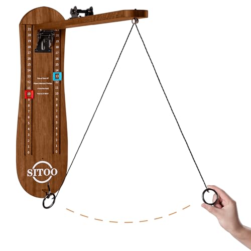 Ring Toss Game for Adults, Outdoors Games, Wall Mounted Hook and Ring Game with Foldable Arm - color: Walnut