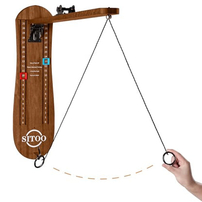 Ring Toss Game for Adults, Outdoors Games, Wall Mounted Hook and Ring Game with Foldable Arm - color: Walnut