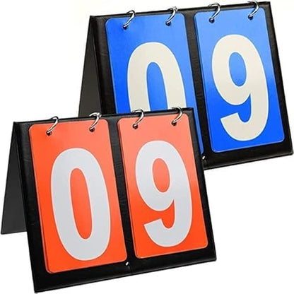 Portable Scoreboard Flipper, 2-Pack Tabletop Score Keeper for Basketball, Baseball, Volleyball, Outdoor Games, Red and Blue Display Cards